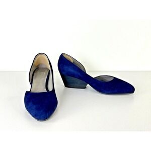Eileen Fisher Hilly D'Orsay Pump Women's 7 Navy Blue Suede Shoes Slip On Heels
